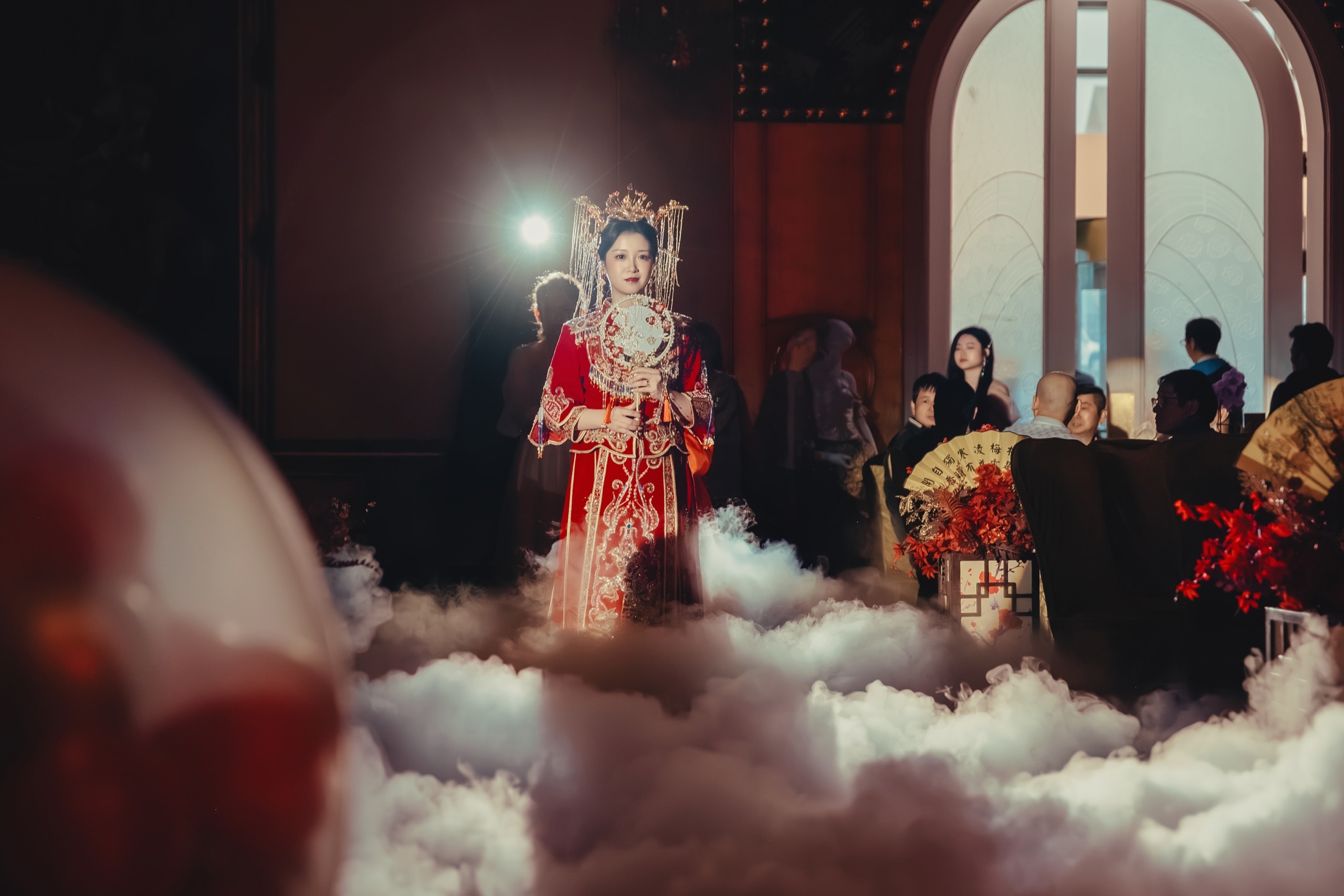 The bride's grand entrance, from the front