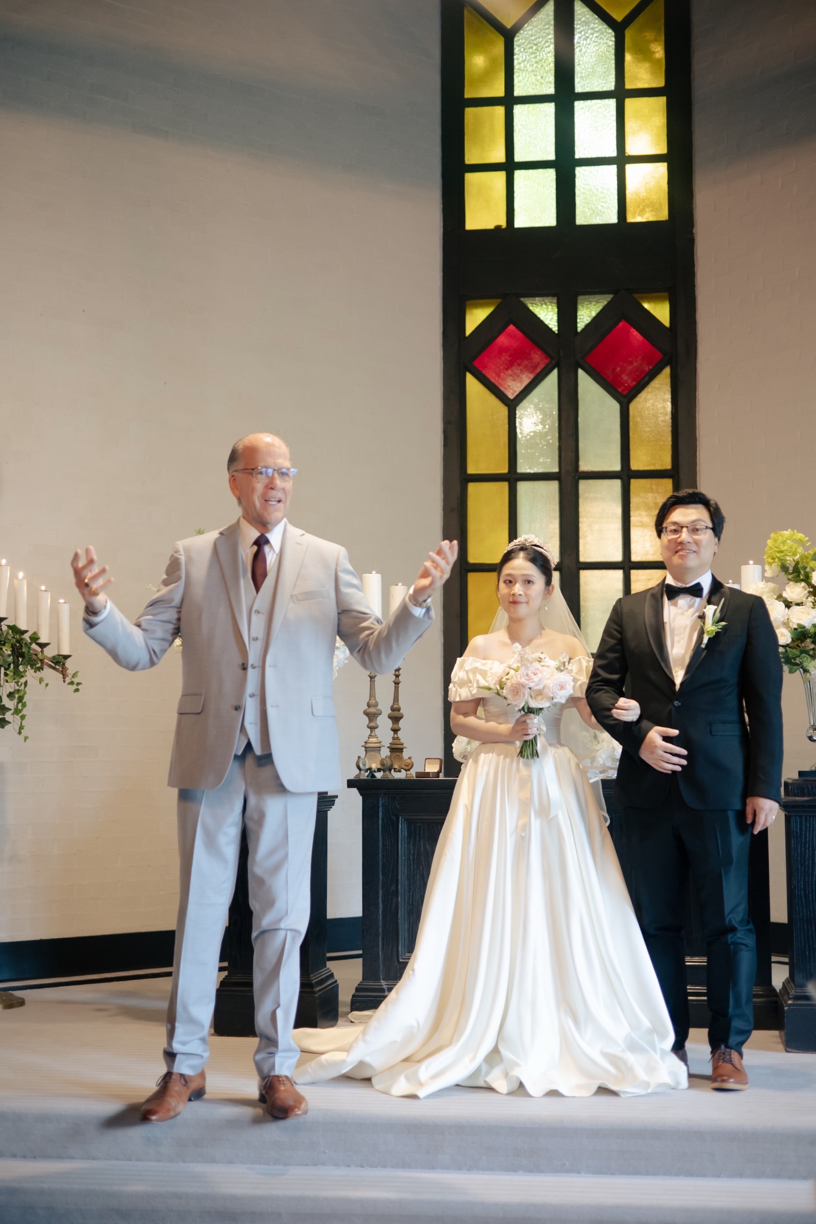 An emotional moment among guests during the ceremony