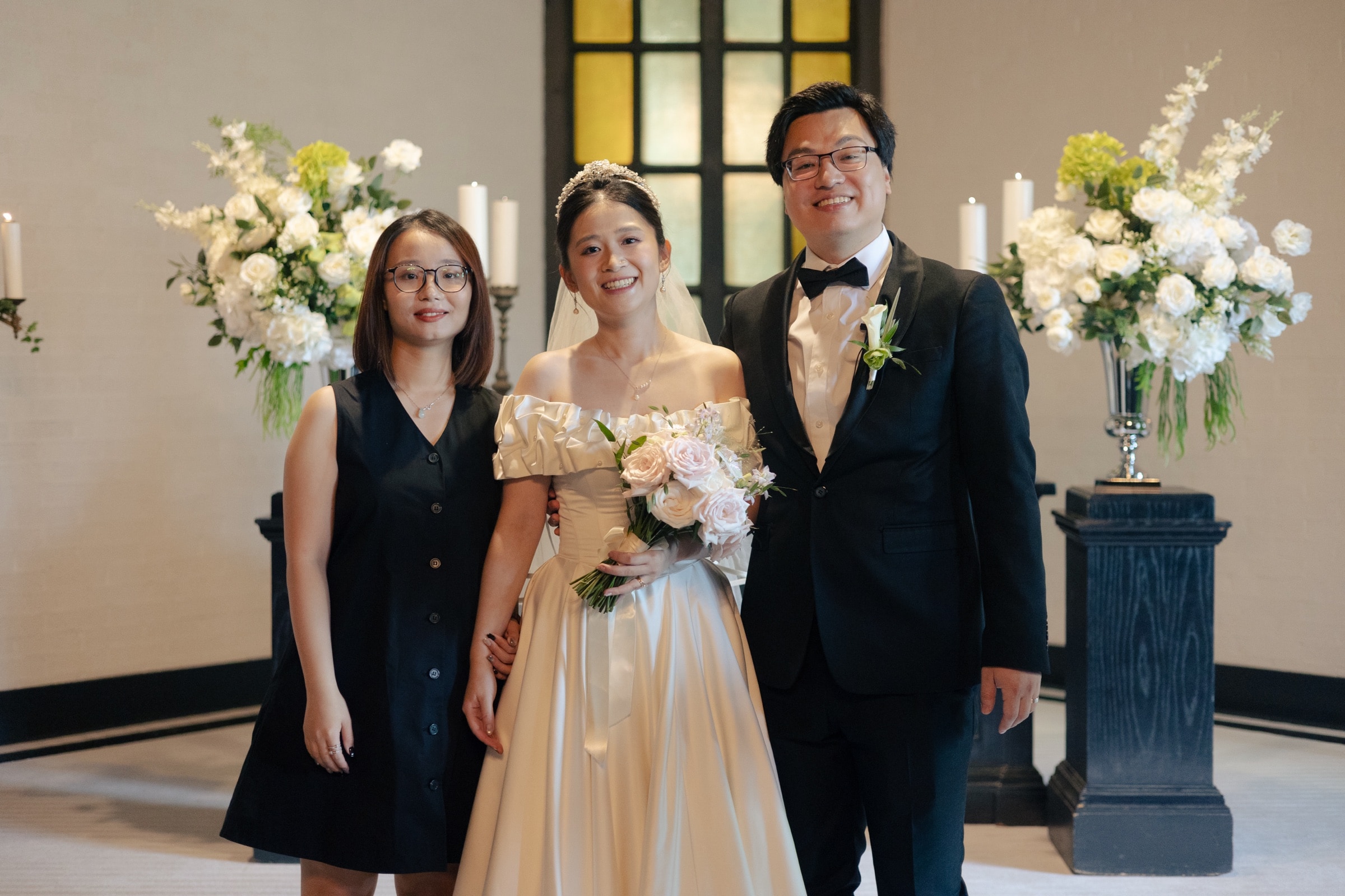 The wedding party celebrating after the ceremony