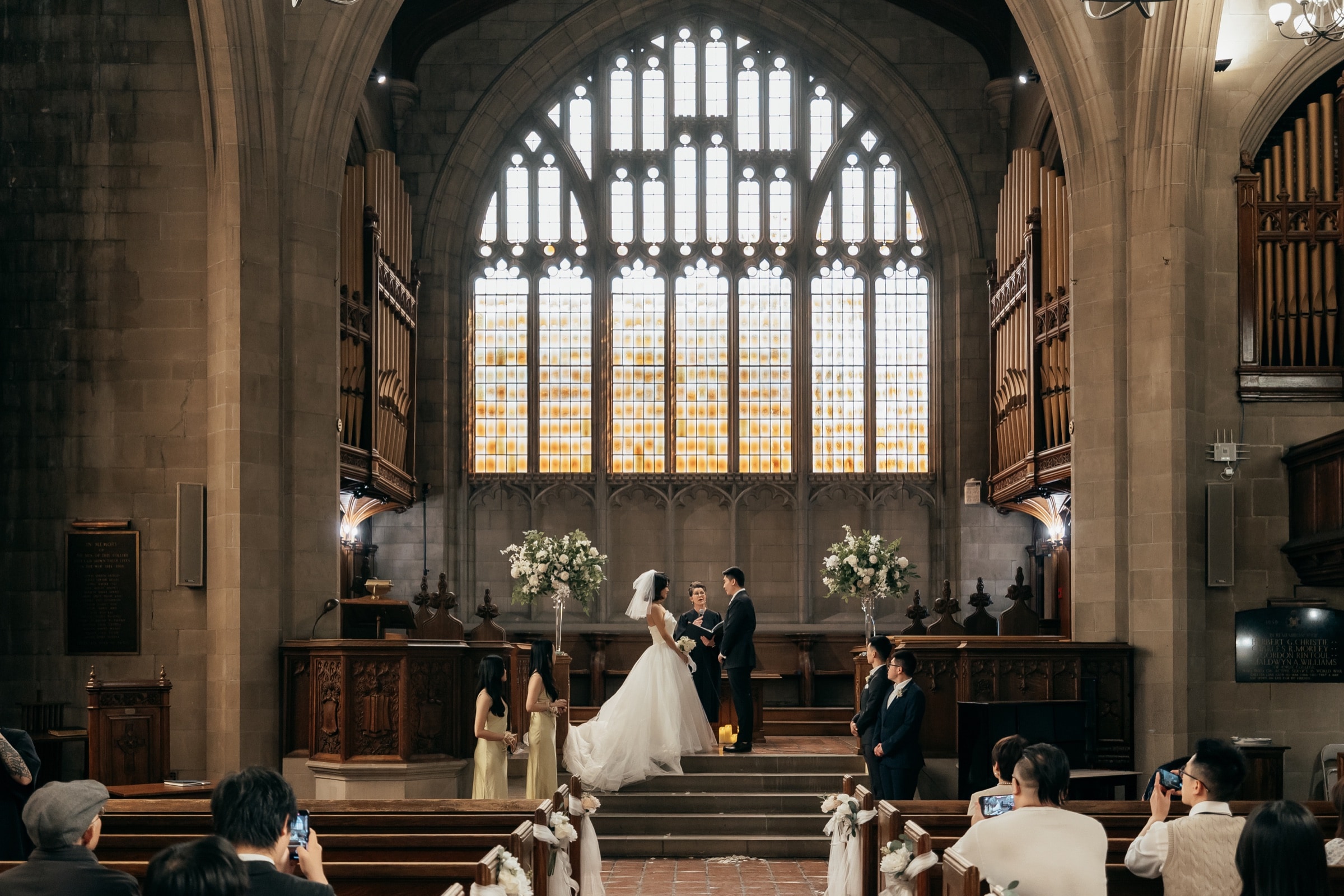 Exchanging vows in the Gothic chapel