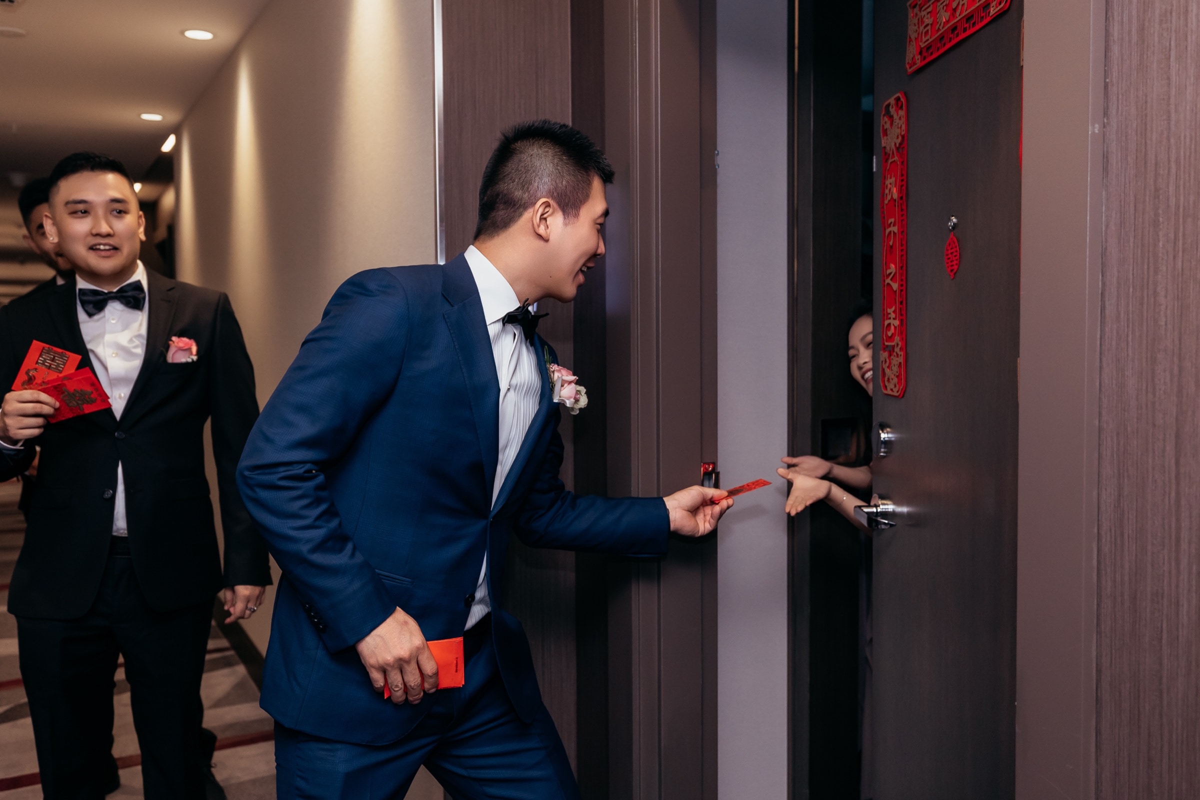 The door-game tradition with the groomsmen