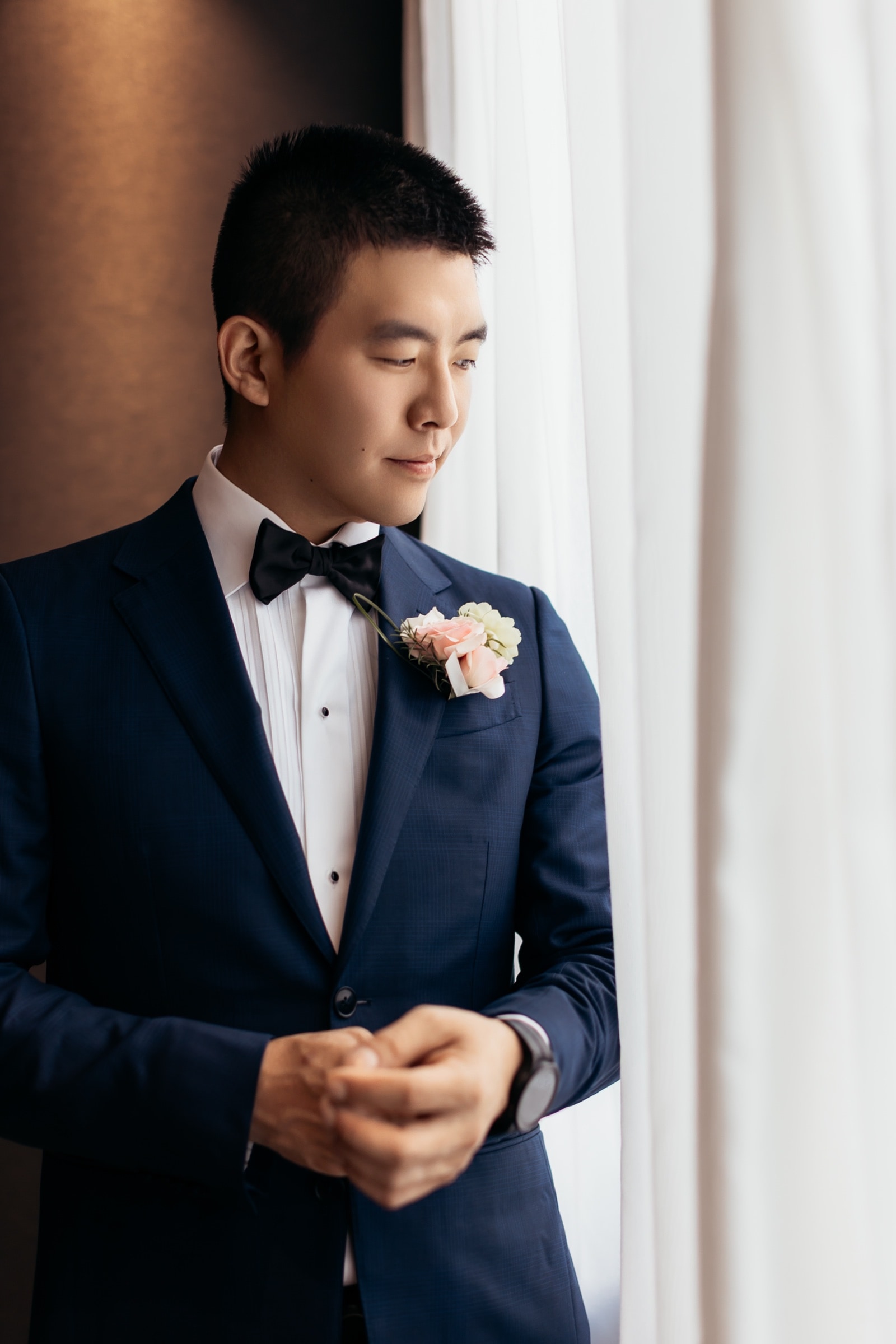 A portrait of the groom