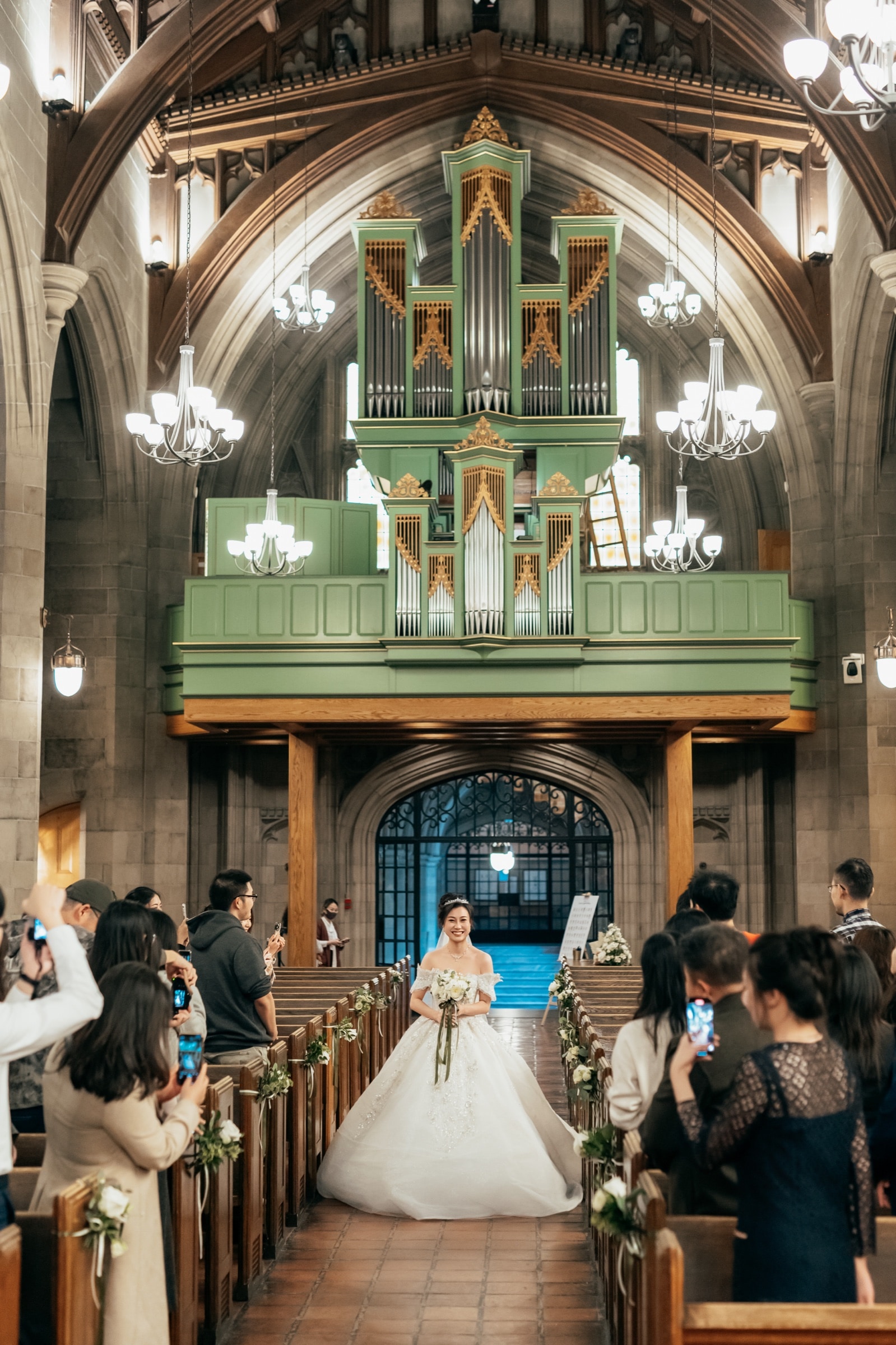 The couple at the chapel altar, Knox College