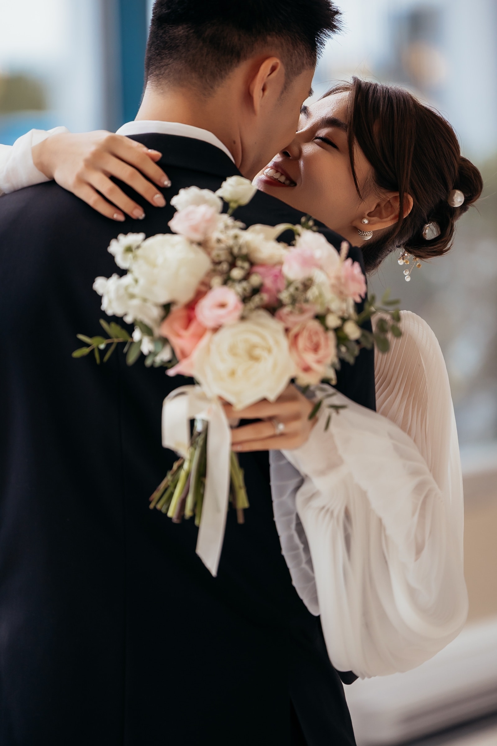 The bride with her bouquet