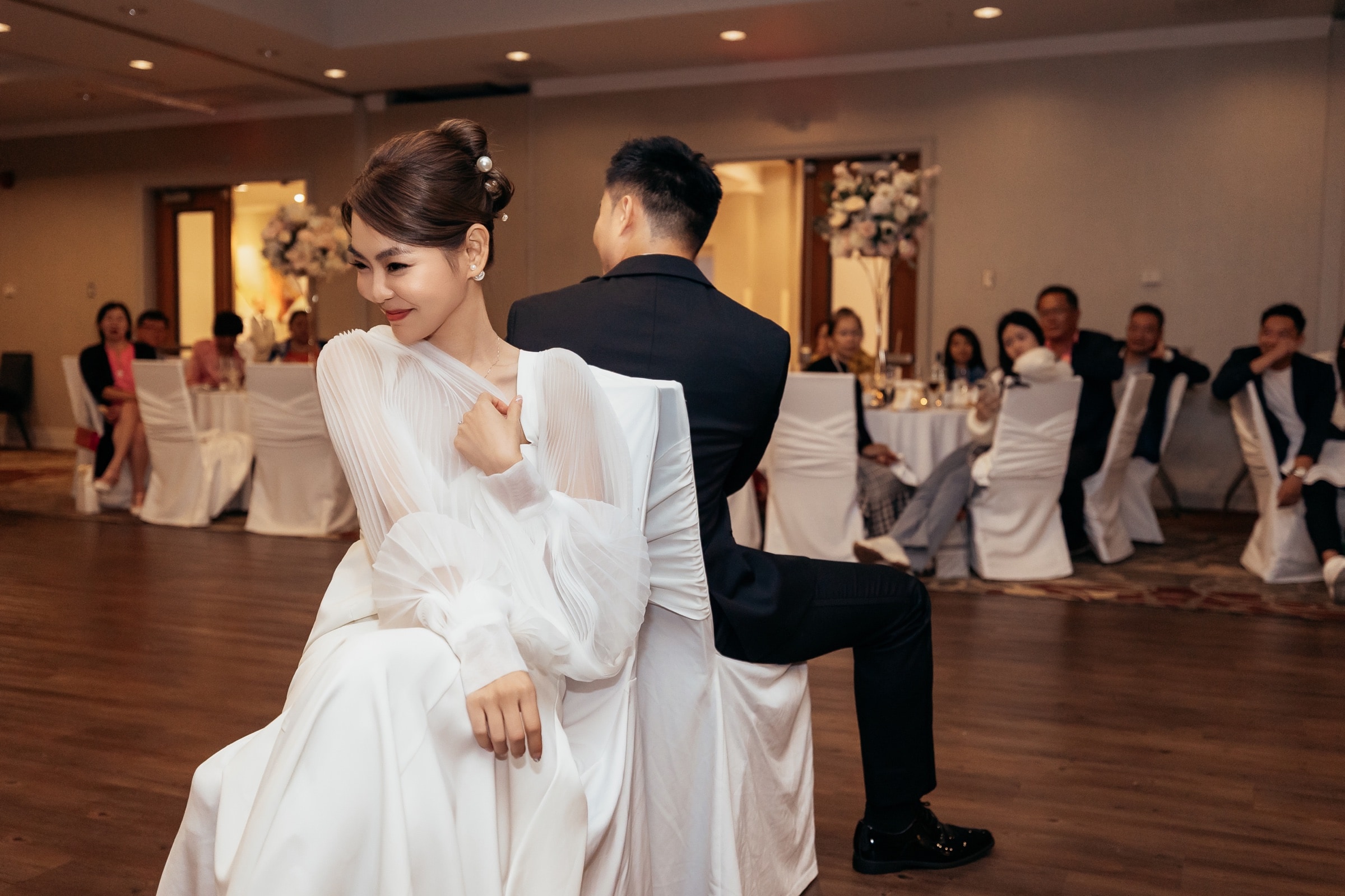 The reception celebration with guests
