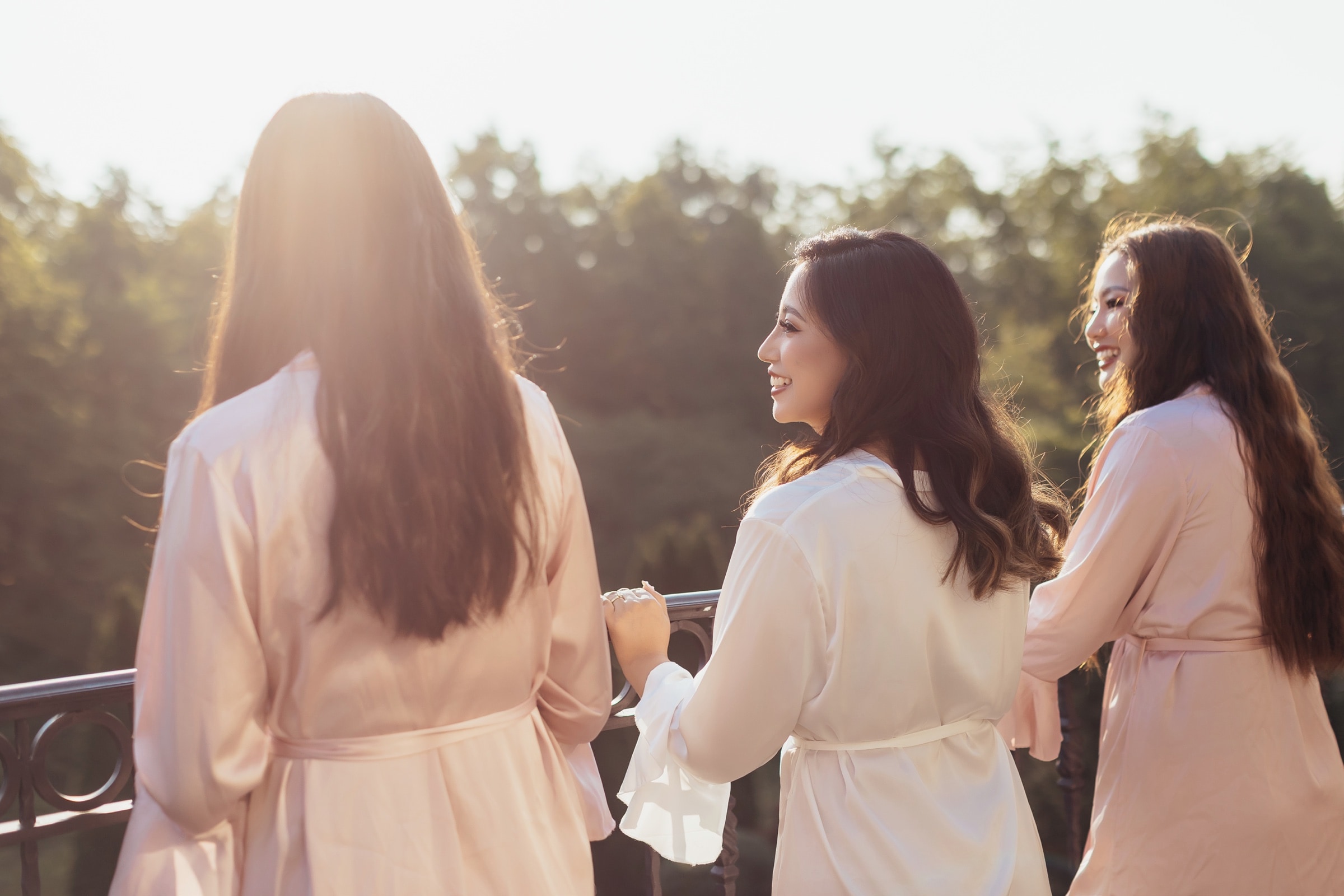 Bridesmaids getting ready together