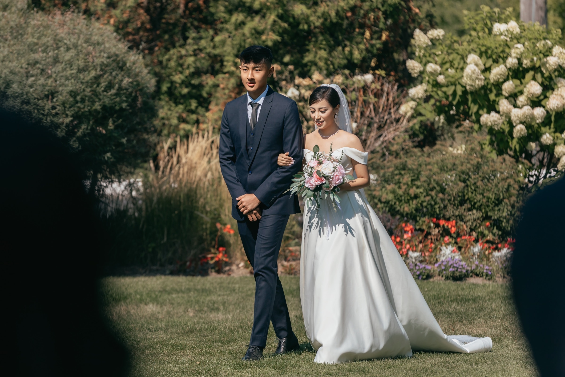 The couple among the greenery