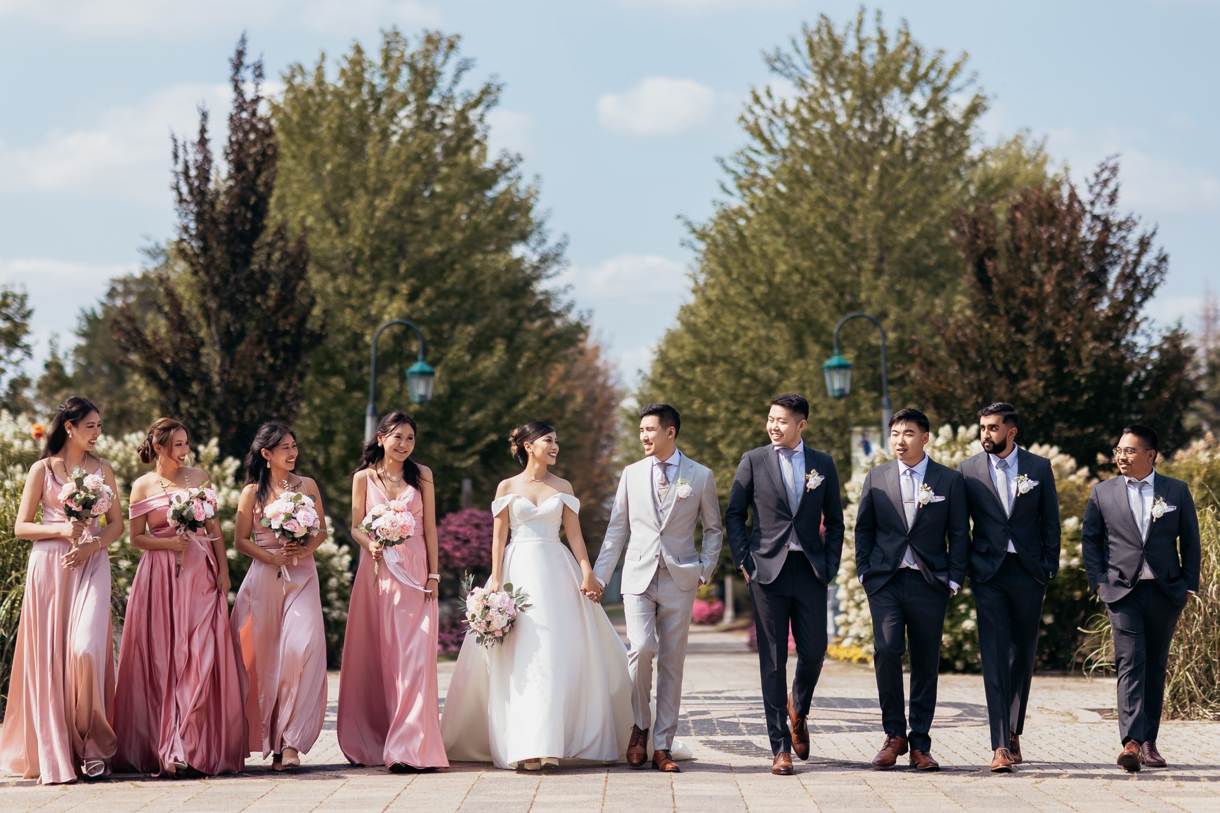 A black-and-white reception moment